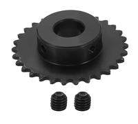 sourcing map #25 Chain Roller Sprocket 16mm Bore 63.5mm OD, 30 Tooth C45 Carbon Steel ANSI #25 Roller Sprocket Round Hole with Set Screws for ISO 04C Chain, Black