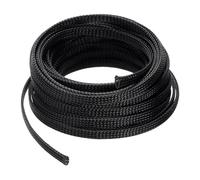 sourcing map 25 Ft - 1/4 Inch Expandable Braided Cable Sleeve, PET Cable Management Wire Sleeving Cord Protector, Wire Wrap Loom Tube for TV Computer Audio, Office Home Devices, Black