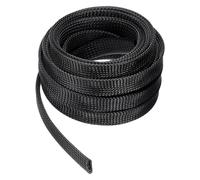 sourcing map 25 Ft - 3/4 Inch Expandable Braided Cable Sleeve, PET Cable Management Wire Sleeving Cord Protector, Wire Wrap Loom Tube for TV Computer Audio, Office Home Devices, Black
