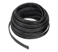 sourcing map 25 Ft - 3/8 Inch Expandable Braided Cable Sleeve, PET Cable Management Wire Sleeving Cord Protector, Wire Wrap Loom Tube for TV Computer Audio, Office Home Devices, Black