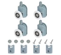 sourcing map 25 mm Shower Door Rollers, Single Shower Door Runners Wheels Pulleys Guides Plastic Bottom Wheels with Anti-Collision Block & Screws for Glass Doors 4-6mm Grey 4 Pcs