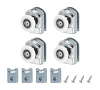 sourcing map 25 mm Shower Door Rollers, Single Shower Door Runners Wheels Pulleys Guides Plastic Top Wheels with Anti-Collision Block & Screws for Glass Doors 4-6mm Silver 4 Pcs