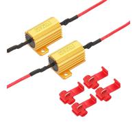 sourcing map 25 Ohm Load Resistors, 25W Aluminum Shell LED Load Resistors Tolerance 5% with Clips for Fix LED Bulb Flash Flickering Turn Signal Blink Error Code(Gold, Pack of 2)