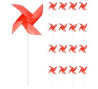 sourcing map 25-Pack Windmills for the Yard Garden 15" x 7.5" Red | 4 Leaves Pinwheels Wind Mills Spinners, Windproof, Waterproof, Bird Devices, with Stakes, for Patio Decor