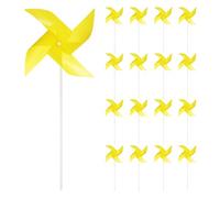 sourcing map 25-Pack Windmills for the Yard Garden 15" x 7.5" Yellow | 4 Leaves Pinwheels Wind Mills Spinners, Windproof, Waterproof, Bird Devices, with Stakes, for Patio Decor