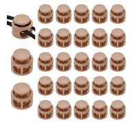 sourcing map 25 Pcs Assorted Colors Plastic Spring Cord Lock, Double-Hole Slider Toggles Clip End Stopper Round Fastener for Drawstrings Paracord Backpack Shoelace, Coffee