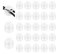 sourcing map 25 Pcs Assorted Colors Plastic Spring Cord Lock, Double-Hole Slider Toggles Clip End Stopper Round Fastener for Drawstrings Paracord Backpack Shoelace, Transparent