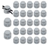 sourcing map 25 Pcs Assorted Colors Plastic Spring Cord Lock, Double-Hole Slider Toggles Clip End Stopper Round Fastener for Drawstrings Paracord Backpack Shoelace, Grey