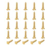 sourcing map 25 Pcs Brass Screws, M5 x 20mm Solid Slotted Drive Flat Head Self-Tapping Wood Screw Fasteners for Woodworking Furniture Repair Photo Frame Drywall Home Appliances, Gold
