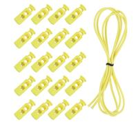 sourcing map 25 Pcs Double Hole Cord Locks with 37Inch Elastic Shock Cord, Plastic Spring Toggle Stopper Clip with Stretch String for Shoelaces Drawstrings Paracord, Yellow