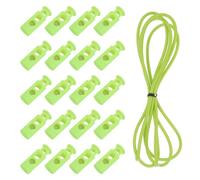 sourcing map 25 Pcs Double Hole Cord Locks with 39Inch Elastic Shock Cord, Plastic Spring Toggle Stopper Clip with Stretch String for Shoelaces Drawstrings Paracord, Light Green