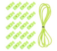 sourcing map 25 Pcs Double Hole Cord Locks with 39Inch Elastic Shock Cord, Plastic Spring Toggle Stopper Clip with Stretch String for Shoelaces Drawstrings Paracord, Fluorescent Green