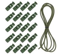sourcing map 25 Pcs Double Hole Cord Locks with 39Inch Elastic Shock Cord, Plastic Spring Toggle Stopper Clip with Stretch String for Shoelaces Drawstrings Paracord, Army Green