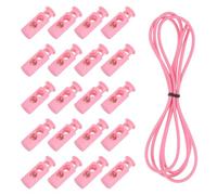 sourcing map 25 Pcs Double Hole Cord Locks with 39Inch Elastic Shock Cord, Plastic Spring Toggle Stopper Clip with Stretch String for Shoelaces Drawstrings Paracord, Pink