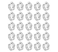 sourcing map 25 Pcs Hose Clamp 1/2"-3/4" (13-19mm) 304 Stainless Steel Adjustable Worm Gear Hose Clamp with Phillips Screw Assortment Kit for Fuel Line Pipe Plumbing Automotive Tube