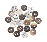 sourcing map 25 Pcs Natural Shell Buttons, 4 Hole Mother of Pearl Buttons 10mm Sewing Buttons Sewing Craft Buttons for Shirt Sewing DIY Crafts Decoration, White/Brown