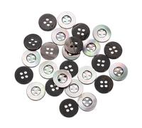 sourcing map 25 Pcs Natural Shell Buttons, 4 Hole Mother of Pearl Buttons 11.5mm Sewing Buttons Sewing Craft Buttons for Shirt Sewing DIY Crafts Decoration, Black (Wide Edge)