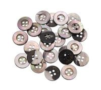 sourcing map 25 Pcs Natural Shell Buttons, 4 Hole Mother of Pearl Buttons 15mm Sewing Buttons Sewing Craft Buttons for Shirt Sewing DIY Crafts Decoration, Black (Wide Edge)