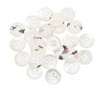 sourcing map 25 Pcs Natural Shell Buttons, 4 Hole Mother of Pearl Buttons 15mm Sewing Buttons Sewing Craft Buttons for Shirt Sewing DIY Crafts Decoration, White (Wide Edge)