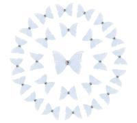 sourcing map 25 Pcs Sheer Mesh Butterfly Appliques, 2cm Two Layers Butterflies with Gem Applique Patch DIY 3D Craft Ornament for Wedding Party Home Decor Clothes, Light Blue
