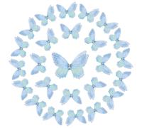 sourcing map 25 Pcs Sheer Mesh Butterfly Appliques, 4cm Two Layers Butterflies with Gem Applique Patch DIY 3D Craft Ornament for Wedding Party Home Decor Clothes, Blue-Green