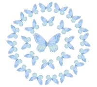 sourcing map 25 Pcs Sheer Mesh Butterfly Appliques, 5cm Two Layers Butterflies with Gem Applique Patch DIY 3D Craft Ornament for Wedding Party Home Decor Clothes, Blue-Green