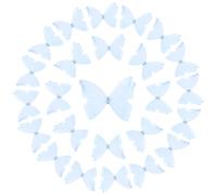 sourcing map 25 Pcs Sheer Mesh Butterfly Appliques, 5cm Two Layers Butterflies with Gem Applique Patch DIY 3D Craft Ornament for Wedding Party Home Decor Clothes, Light Blue