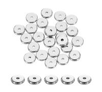 sourcing map 25 Pcs Stainless Steel Spacer Beads, 8mm Flat Round Beads Metal Heishi Bead Long-Lasting Rondelle Disc Spacers for Bracelet Necklace Jewelry Making, Silver