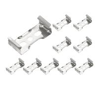 sourcing map 25 Pcs T8 Clips Bracket Hanger for LED Light Bulbs 1.3"x0.6"x0.4" One-Piece LED Fluorescent Tube Replacement Mounting Accessories with Screw for Lamp Holder Support Pipe, Silver