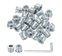 sourcing map 25 Pcs Threaded Insert for Wood, 1/4" - 20 Carbon Steel Threaded Studs Hex Socket Drive Nut Inserts Screw in Nut Fastener Connector with Hex Wrench 10mm Length for Home, Silver