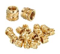 sourcing map 25 Pcs Threaded Inserts, #8-32UNC x 1/4" l x 6.3mm OD Pure Brass Knurled Nuts Female Threaded Heat Set Inserts Embedment Nut for 3D Printing Components and Plastic Materials
