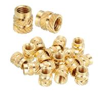 sourcing map 25 Pcs Threaded Inserts, #8-32UNC x 5/16" l x 6.3mm OD Pure Brass Knurled Nuts Female Threaded Heat Set Inserts Embedment Nut for 3D Printing Components and Plastic Materials