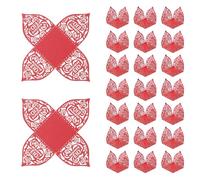 sourcing map 25 PCS Truffle Wrappers 4.3x4.3 Inch Square Cupcake Liners Baking Wrappers Hollow Out Paper Dessert Cups for Wedding Birthday Red