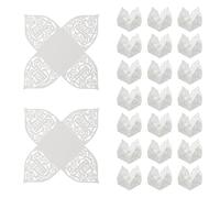 sourcing map 25 PCS Truffle Wrappers 4.3x4.3 Inch Square Cupcake Liners Baking Wrappers Hollow Out Paper Dessert Cups for Wedding Birthday White