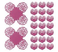 sourcing map 25 PCS Truffle Wrappers 4x4 Inch Square Cupcake Liners Baking Wrappers Hollow Out Paper Dessert Cups for Wedding Birthday Rose Red