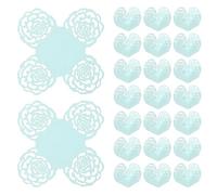 sourcing map 25 PCS Truffle Wrappers 4x4 Inch Square Cupcake Liners Baking Wrappers Hollow Out Paper Dessert Cups for Wedding Birthday Light Blue