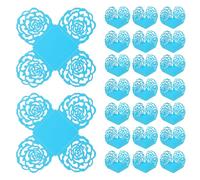 sourcing map 25 PCS Truffle Wrappers 4x4 Inch Square Cupcake Liners Baking Wrappers Hollow Out Paper Dessert Cups for Wedding Birthday Sky Blue