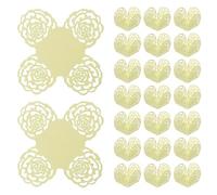 sourcing map 25 PCS Truffle Wrappers 4x4 Inch Square Cupcake Liners Baking Wrappers Hollow Out Paper Dessert Cups for Wedding Birthday Light Yellow