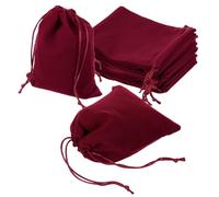 sourcing map 25 Pcs Velvet Drawstring Bag, 5 x 6 Inch Jewelry Velvet Pouches Gift Bags for Wedding Party Favor Candy Jewelry Packaging Organizing Storage, Wine Red
