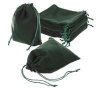 sourcing map 25 Pcs Velvet Drawstring Bag, 5 x 6 Inch Jewelry Velvet Pouches Gift Bags for Wedding Party Favor Candy Jewelry Packaging Organizing Storage, Dark Green