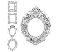 sourcing map 25 Pcs Vintage Resin Picture Frames, Mini Picture Frames Oval Rectangle Wall Hanging Frames Display Frame Photo Holder for Home Wall Jewelry Display Hotel Decor, Silver