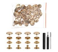 sourcing map 25 Set Leather Snap Fasteners Kit 12.5mm Metal Snap Button Press Studs Leather Rivets Snaps with 3 Setter Tools for Clothes Jackets Jeans Wears Bags, Gold
