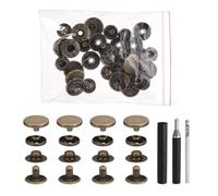 sourcing map 25 Set Leather Snap Fasteners Kit 12.5mm Metal Snap Button Press Studs Leather Rivets Snaps with 3 Setter Tools for Clothes Jackets Jeans Wears Bags, Bronze