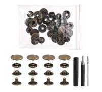 sourcing map 25 Set Leather Snap Fasteners Kit 17mm Metal Snap Button Press Studs Leather Rivets Snaps with 3 Setter Tools for Clothes Jackets Jeans Wears Bags, Bronze