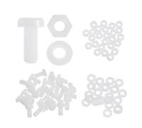 sourcing map 25 Set M5x10mm Nylon PA66 Plastic Cross Round Head Screw Phillips Bolts Hex Nuts Flat Washers Assortment Kit, Metric Full Thread Bolt Fasteners for DIY Machine Assembly, White