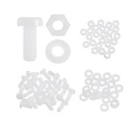 sourcing map 25 Set M5x12mm Nylon PA66 Plastic Cross Round Head Screw Phillips Bolts Hex Nuts Flat Washers Assortment Kit, Metric Full Thread Bolt Fasteners for DIY Machine Assembly, White