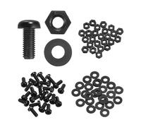 sourcing map 25 Set M5x12mm Nylon PA66 Plastic Cross Round Head Screw Phillips Bolts Hex Nuts Flat Washers Assortment Kit, Metric Full Thread Bolt Fasteners for DIY Machine Assembly, Black