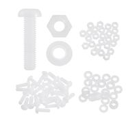 sourcing map 25 Set M5x20mm Nylon PA66 Plastic Cross Round Head Screw Phillips Bolts Hex Nuts Flat Washers Assortment Kit, Metric Full Thread Bolt Fasteners for DIY Machine Assembly, White