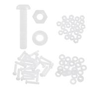 sourcing map 25 Set M5x25mm Nylon PA66 Plastic Cross Round Head Screw Phillips Bolts Hex Nuts Flat Washers Assortment Kit, Metric Full Thread Bolt Fasteners for DIY Machine Assembly, White