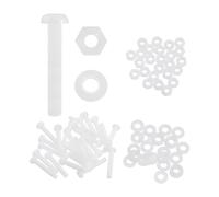 sourcing map 25 Set M5x30mm Nylon PA66 Plastic Cross Round Head Screw Phillips Bolts Hex Nuts Flat Washers Assortment Kit, Metric Full Thread Bolt Fasteners for DIY Machine Assembly, White